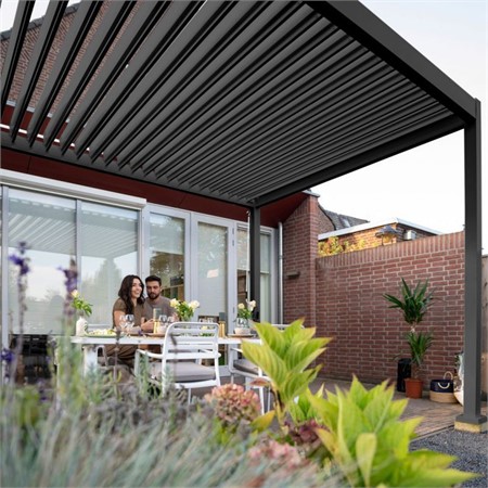 Pergola anthrazit f&uuml;r Ihren Garten. Qualitativ hochwertig, aus Aluminium und einfach zu montieren.